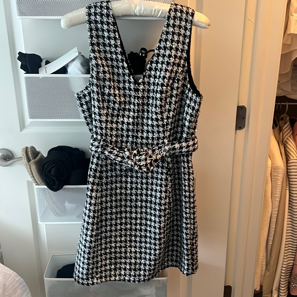 NWT Aqua black mini grid dress